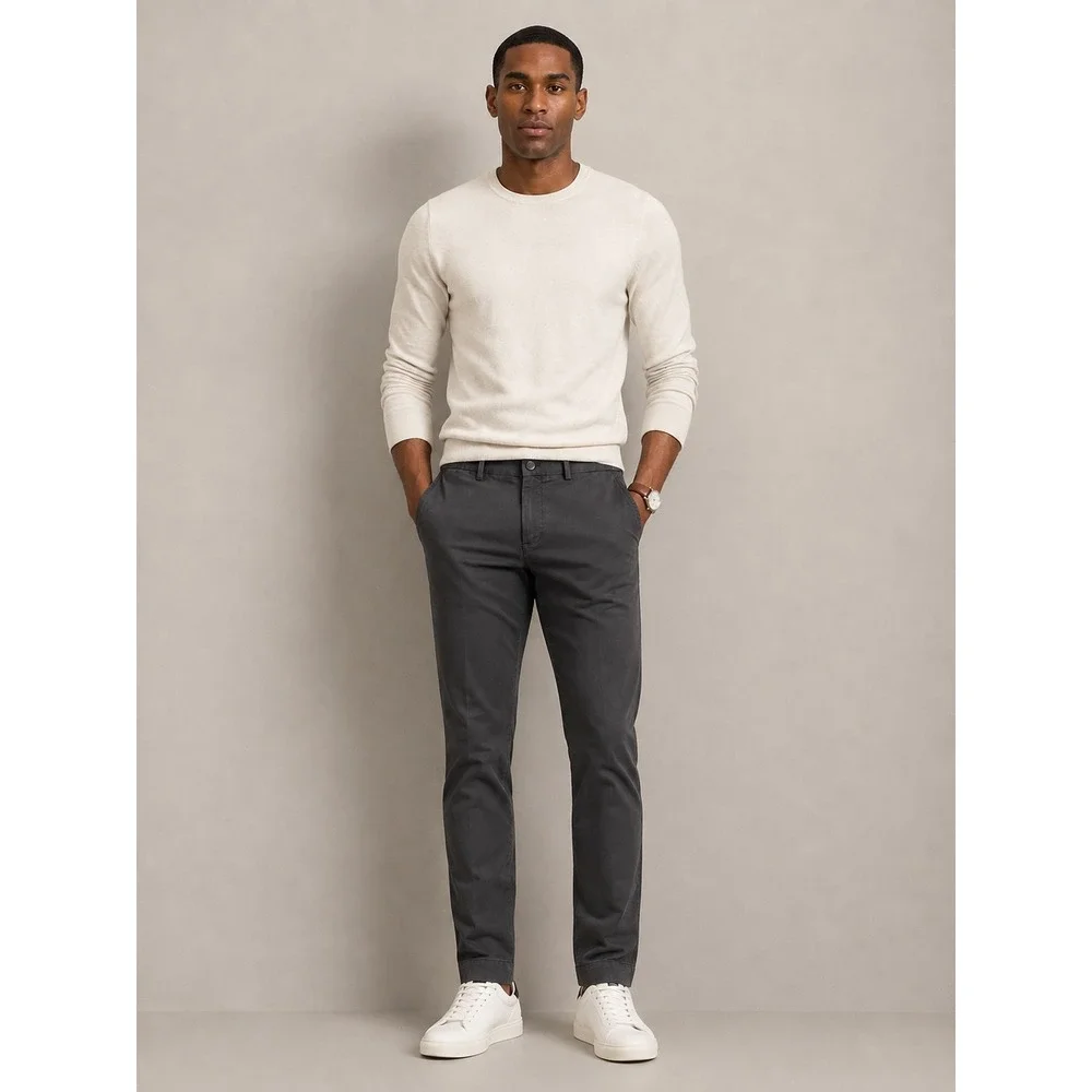 Banana Republic Slim Fit Men's Chino Trousers Gray Stretch Cotton 31x34